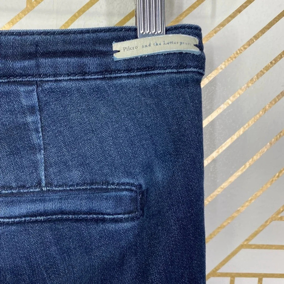 Anthropologie Pilcro High-Rise Capri Denim Legging Jeans Dark‎ Wash Blue Size 27 - Picture 8 of 12